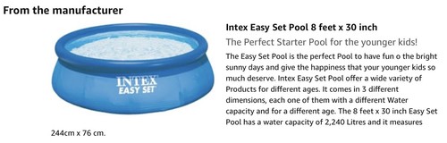 Intex easy set pool - 8, feet